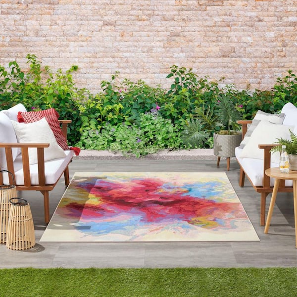 Color Splash Ivory Multicolor 4 ft. x 6 ft. Abstract Contemporary Area Rug