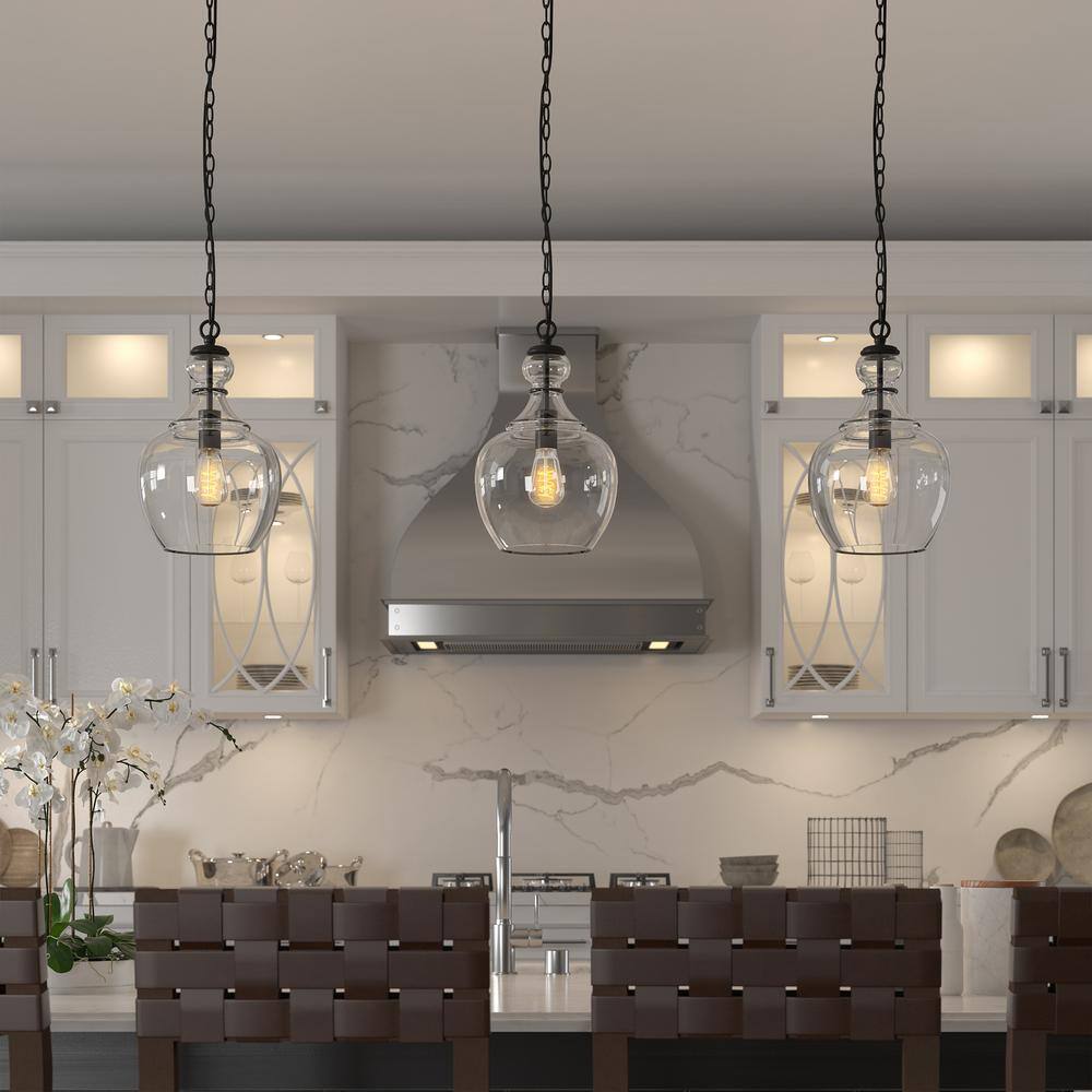 Coastal Beach Cottage 11" Brass and Clear Glass Pendant Light