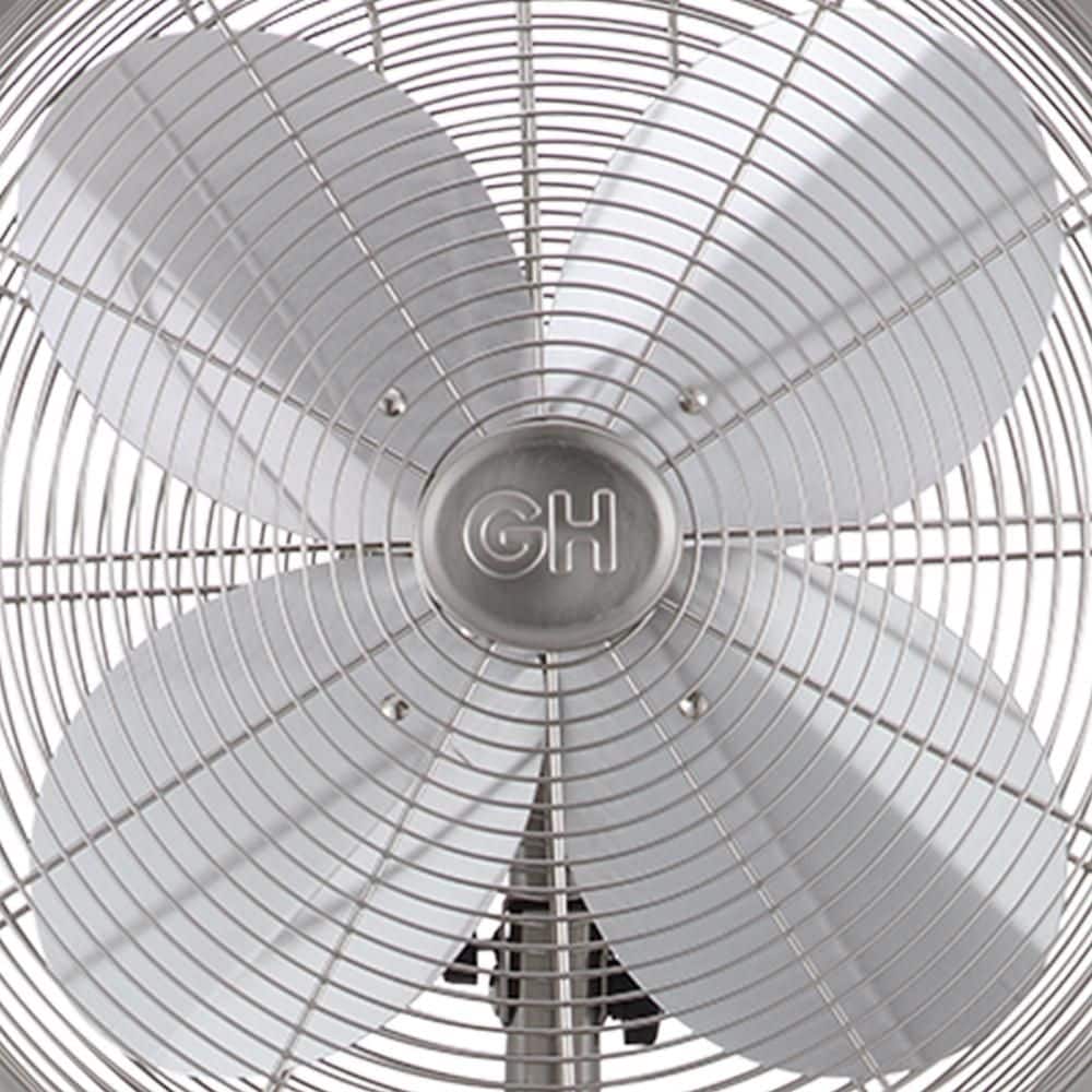 Retro Brushed Nickel 16" Oscillating Floor Fan with Adjustable Height