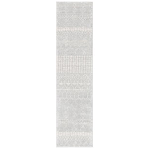 Tulum Light Gray/Ivory 2 ft. x 11 ft. Moroccan Runner Rug