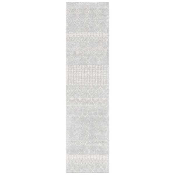 SAFAVIEH Tulum Light Gray/Ivory 2 ft. x 11 ft. Moroccan Runner Rug