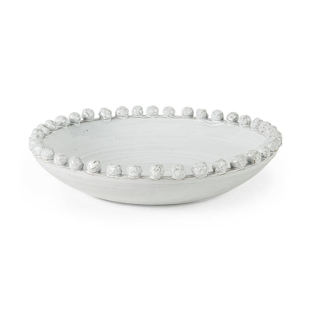 Mercana Basin 16 in. Round Off-White Glazed Decorative Bowl