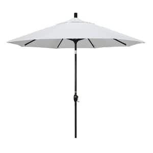 9 ft. Black Aluminum Pole Market Aluminum Ribs Push Tilt Crank Lift Patio Umbrella in Natural Sunbrella