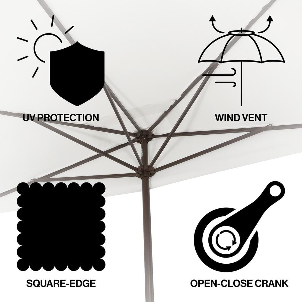 Sidney 9 ft. White Aluminum MidCentury Patio Umbrella with Crank
