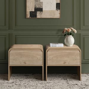 New Classic Furniture Mara 15.7 in. Natural Rectangular Wood End Table (Set of 2)