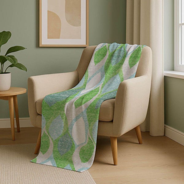 Premium Machine Washable ASB749 Lime 50 in. x 70 in. Sherpa Throw Blanket
