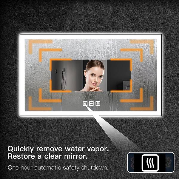 TOOLKISS 24 in. W x 36 in. H Rectangular Framed LED Anti-Fog Wall