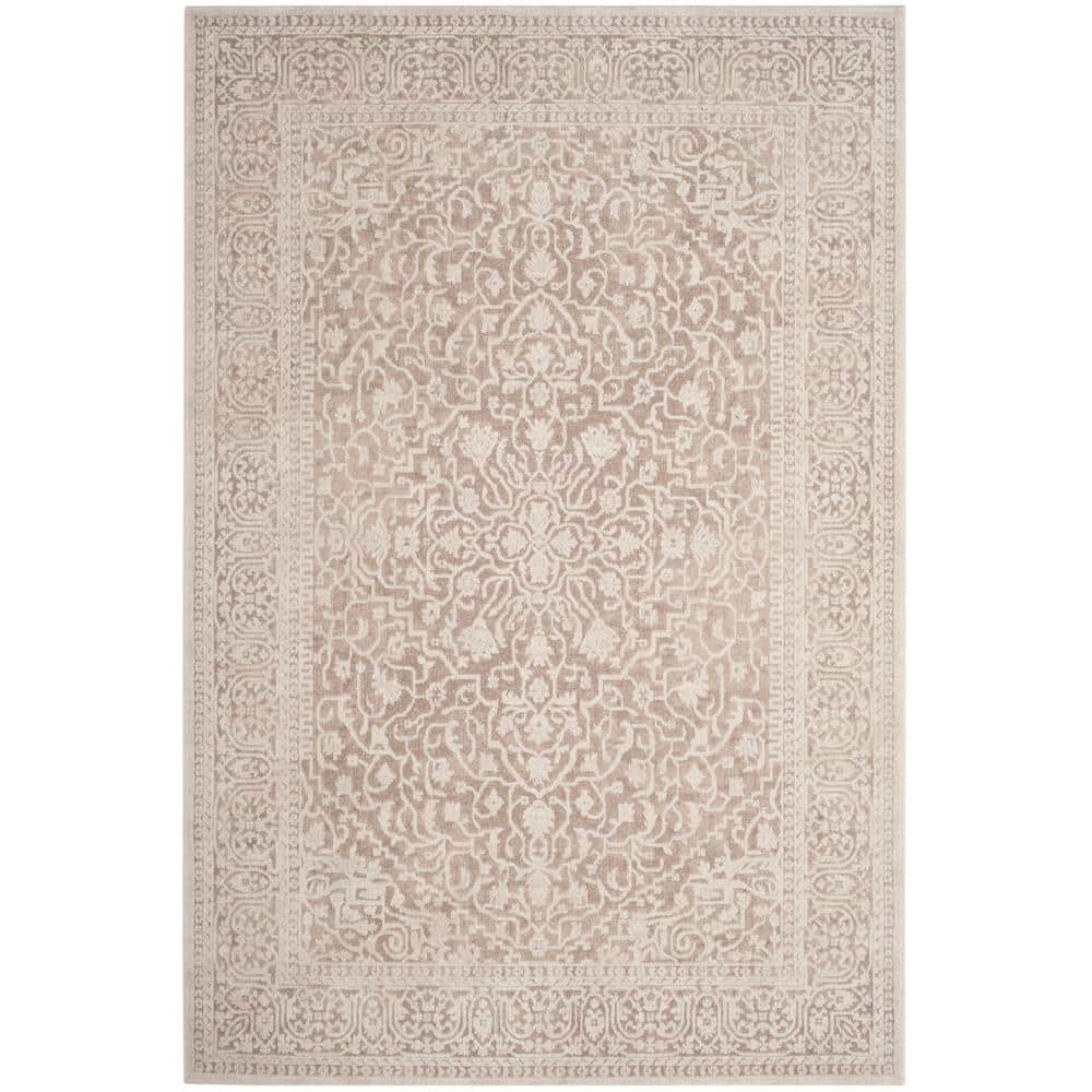 Beige Cream Floral Low Pile Area Rug