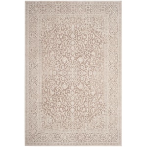 Reflection Beige/Cream 6 ft. x 9 ft. Distressed Floral Area Rug
