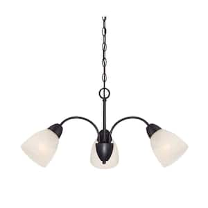 Torino 3-Light Oil Rubbed Bronze Chandelier with Alabaster Glass Shades For Dining Rooms