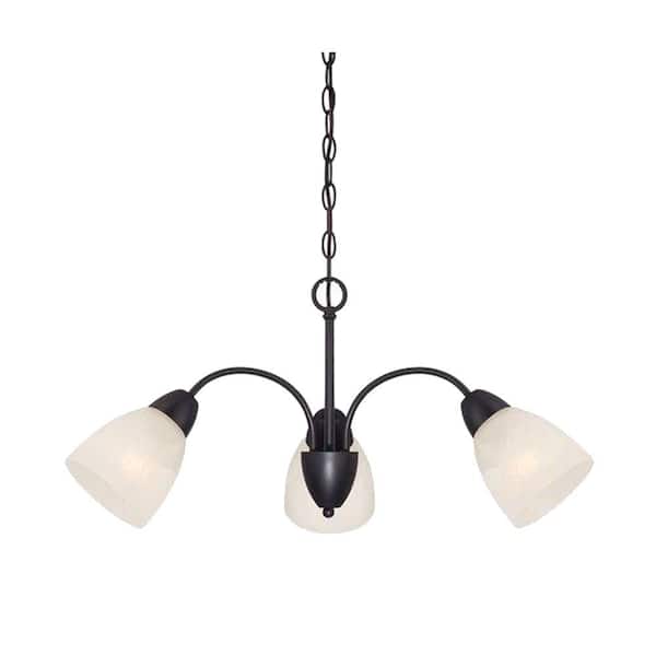 Designers Fountain Torino 3-Light Oil Rubbed Bronze Chandelier with Alabaster Glass Shades For Dining Rooms