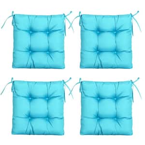 Outdoor Seat Cushions, Set of 4, Patio Seat Chair Cushions 19"x19"x4" with Ties, for Outdoor Dinning chair, Sky Blue