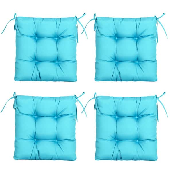 ARTPLAN Outdoor Seat Cushions, Set of 4, Patio Seat Chair Cushions 19"x19"x4" with Ties, for Outdoor Dinning chair, Sky Blue