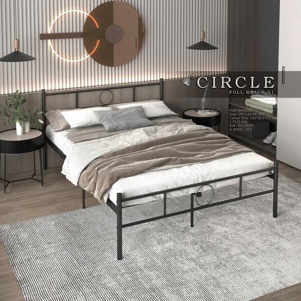 Homy Casa Circle Black Metal Frame Full Size Platform Bed