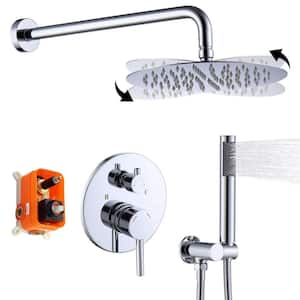 1-Spray 10 in. Wall Mount Fixed and Handheld Shower Head 2.5 GPM in Chrome