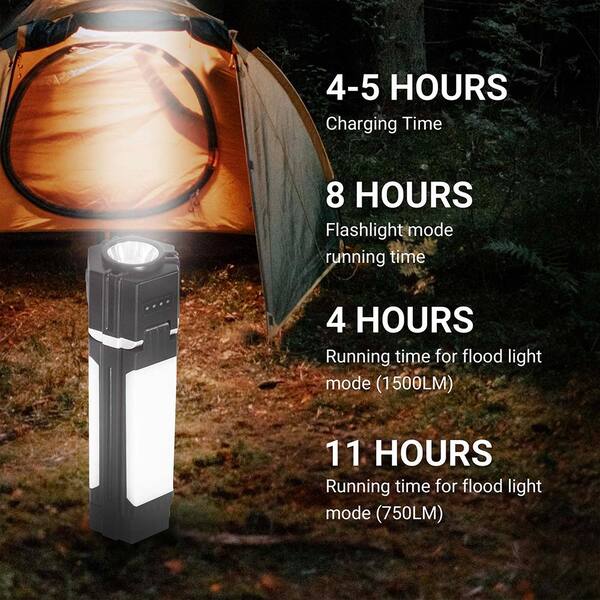 USB Oplaadbare Camping Lantern - Opvouwbare Hiking Lamp Met 6 Lichtmodi - Zwart