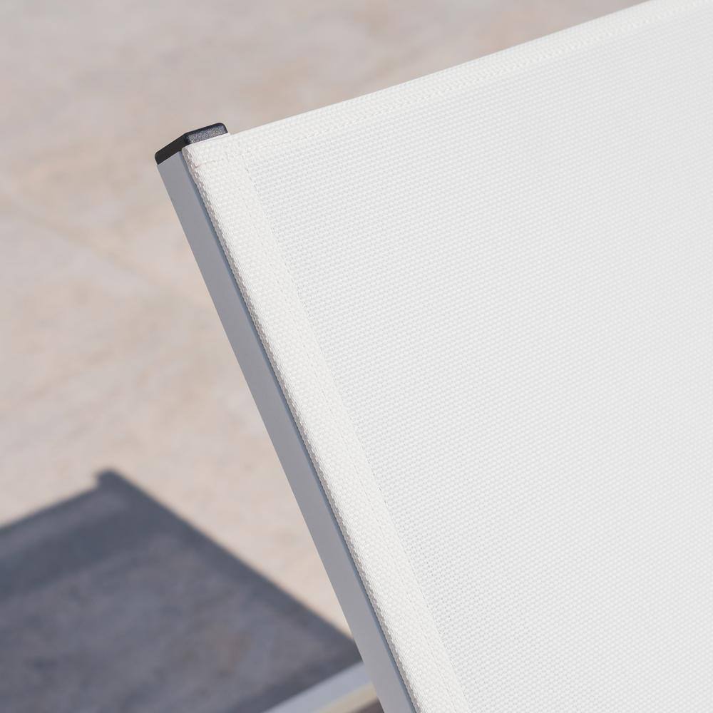 Salton White Aluminum and Mesh Outdoor Chaise Lounge