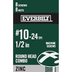 #10-24 x 1/2 in. Zinc Plated Combo Round Head Machine Screw (8-Pack)