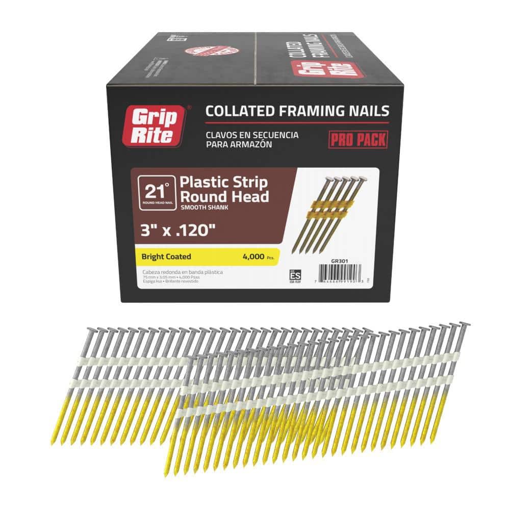 Grip-Rite 3 In. X 0.120 In. 21-Degree Stainless Steel Ring Shank Nails 1 000 Per Box Maxc62893