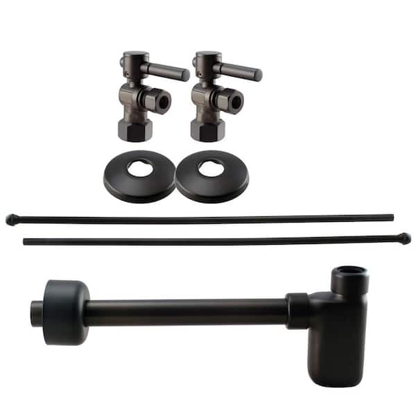 Westbrass 1/2 in. IPS Lever Handle Angle Stop Complete Pedestal Sink Installation Kit in Oil Rubbed Bronze