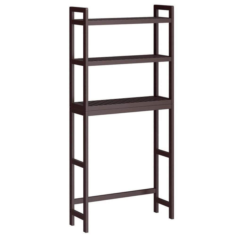 Brown Bamboo 3-Tier Adjustable Over-The-Toilet Storage Organizer