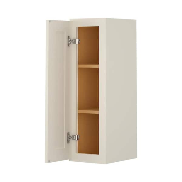RoomyLife 9 in. W x 12 in. D x 30 in. H in Cameo White Plywood Ready to Assemble Wall Cabinet 1-Door 2-Shelves Kitchen Cabinet