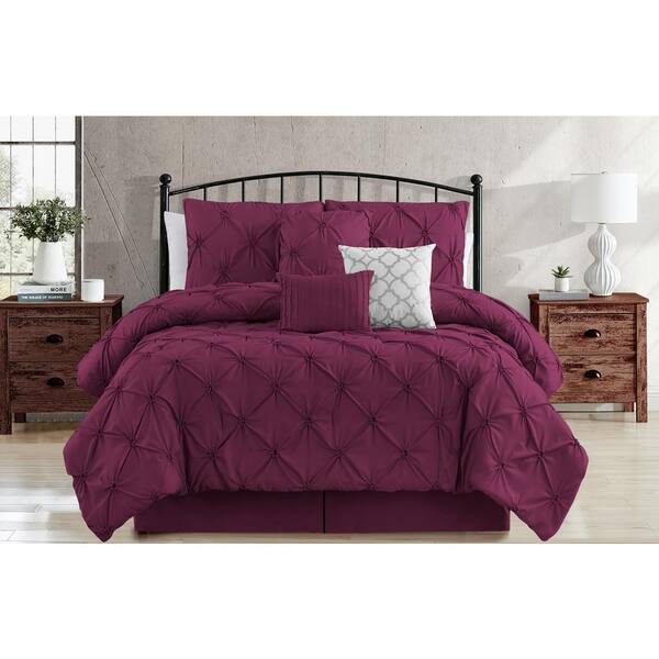 7-Piece Purple Smoked Circle Embellished Microfiber Queen