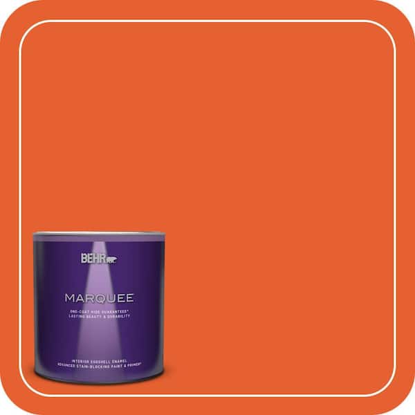 BEHR MARQUEE 1 qt. #S-G-230 Startling Orange Eggshell Enamel Interior Paint & Primer