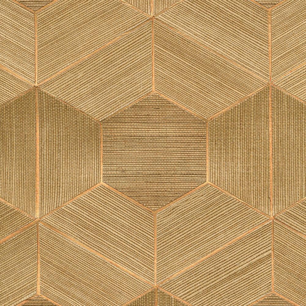 Brown Geometric Grasscloth Removable Wallpaper Roll