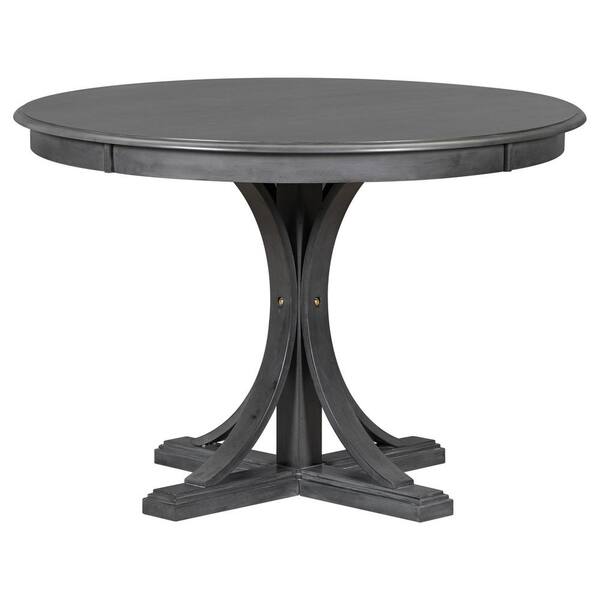 Polibi 5-Piece Retro Dark Gray Wood Top Dining Room Set