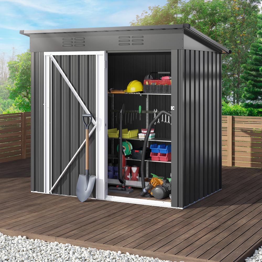 DEXTRUS Installed Outdoor Storage Shed 5 ft. W x 3 ft. D, Heavy-Duty ...