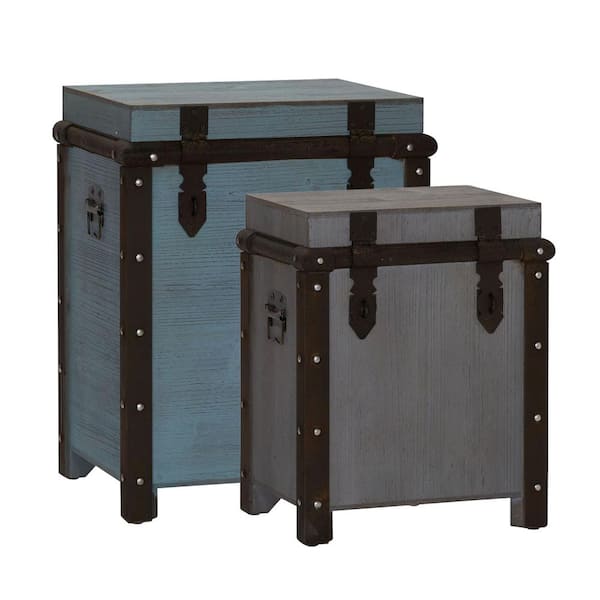 Household Essentials Weathered Tall Seafoam, Ashgrey Trunk Set (2-Piece)