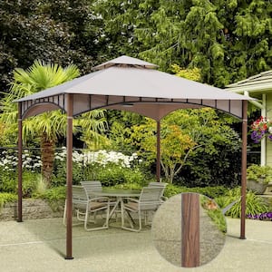 10 ft. x 10 ft. Beige Soft Top Metal/Steel Outdoor Patio Gazebo