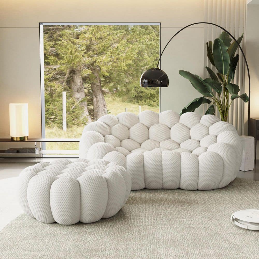 Magic Home Set of 2 Bubble Sofa, 79 in. Mesh Fabric Armless 2