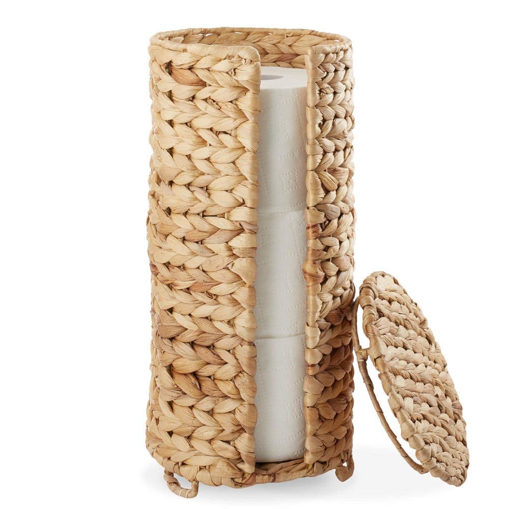 Natural Water Hyacinth Toilet Paper Holder with Lid