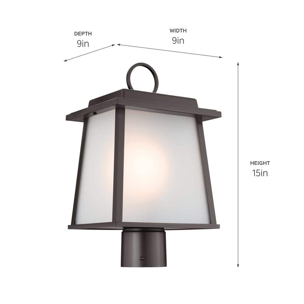 Olde Bronze Aluminum Outdoor Post Lantern with Etched Glass