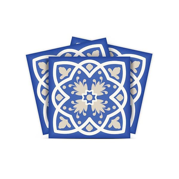 MI ALMA Blue and White A8 4 in. x 4 in. Vinyl Peel and Stick Tile (24 Tiles, 2.67 sq.ft./Pack)