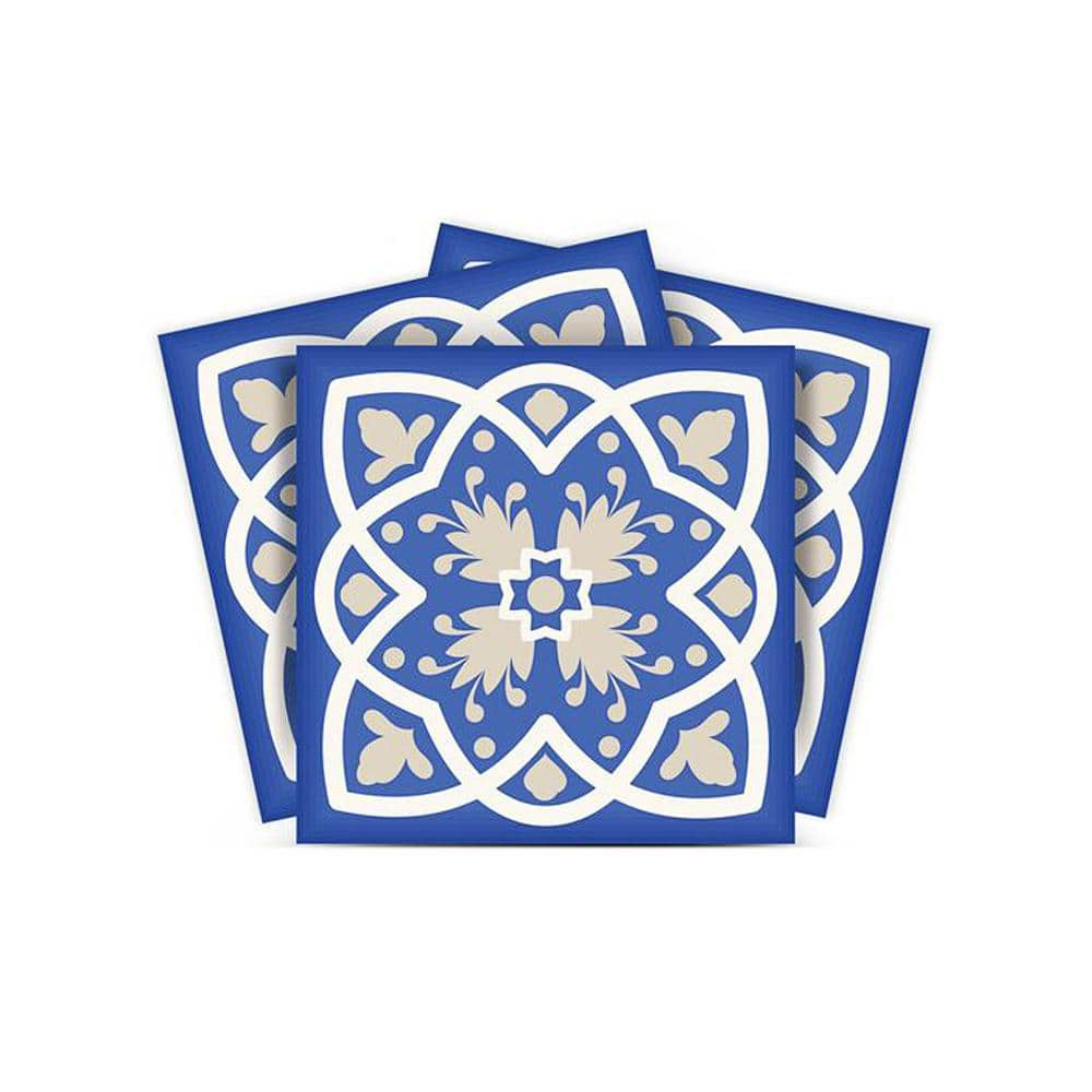 Mi Alma Blue And White A8 8 In X 8 In Vinyl Peel And Stick Tile 24 Tiles 10 67 Sq Ft Pack