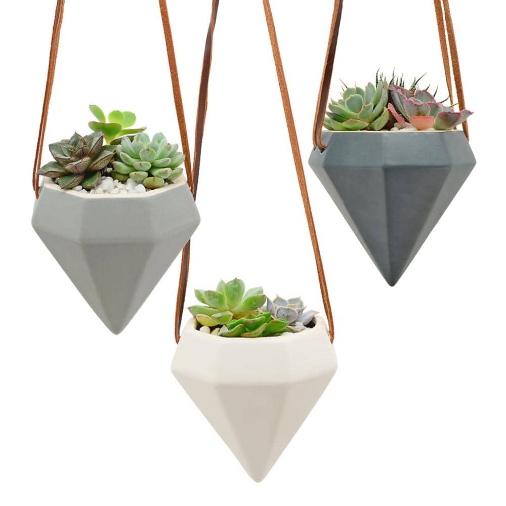 Guilford Glam Modern Dark Grey Ceramic Cone Hanging Planter