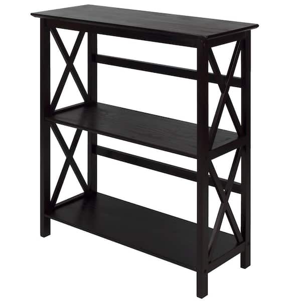 Casual Home 34.5 in. Espresso Wood 2-shelf Etagere Bookcase with Open Back