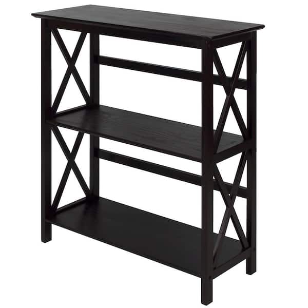 Casual Home 34 in. H Espresso New Wood 2-Shelf Etagere Bookcase with Open Back