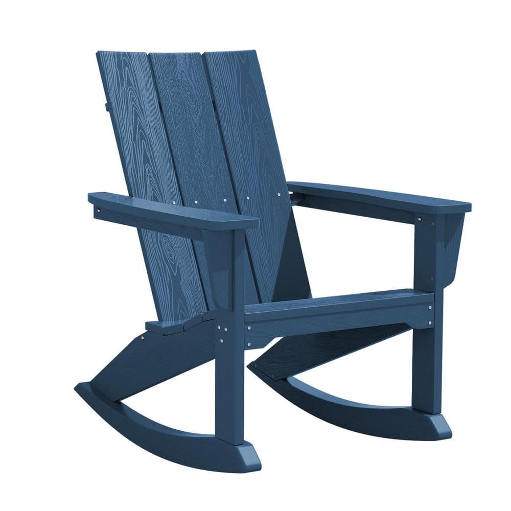 Modern Plastic Adirondack Chair HDPE Outdoor Rocking Chair in Navy price history on PriceWatchPro