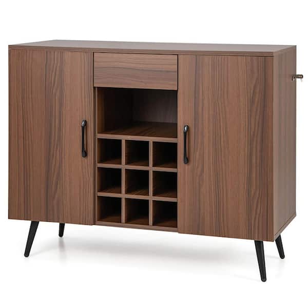 Boyel Living Brown Wood 38 in. Buffet Sideboard with 9-Wine Racks