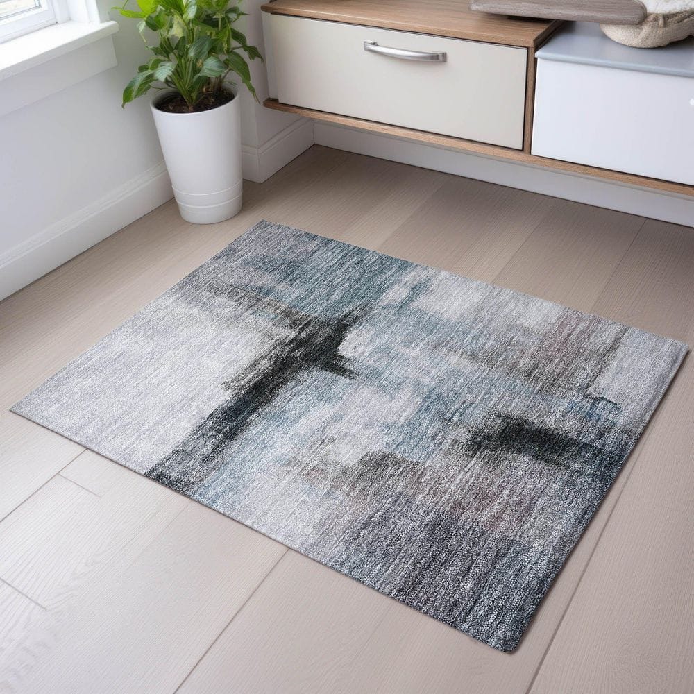 Mayfield Premium Machine Washable Abstract AMF1097 Blue 2 ft. x 3 ft. Area Rug price history on PriceWatchPro