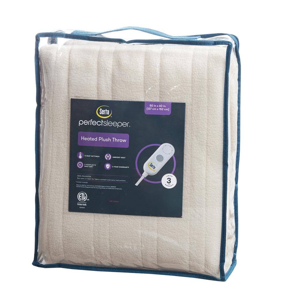 Luxurious Tan Fleece to Sherpa Electric Heated Throw Blanket