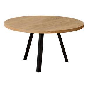 Jasmine 36 in. Round Golden Pine With Black Metal Coffee Table