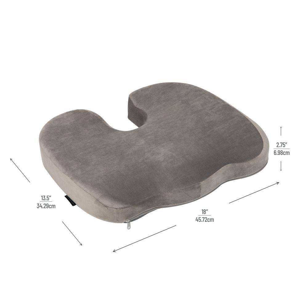 Gray Memory Foam Ergonomic Seat Cushion with Anti-Slip Base