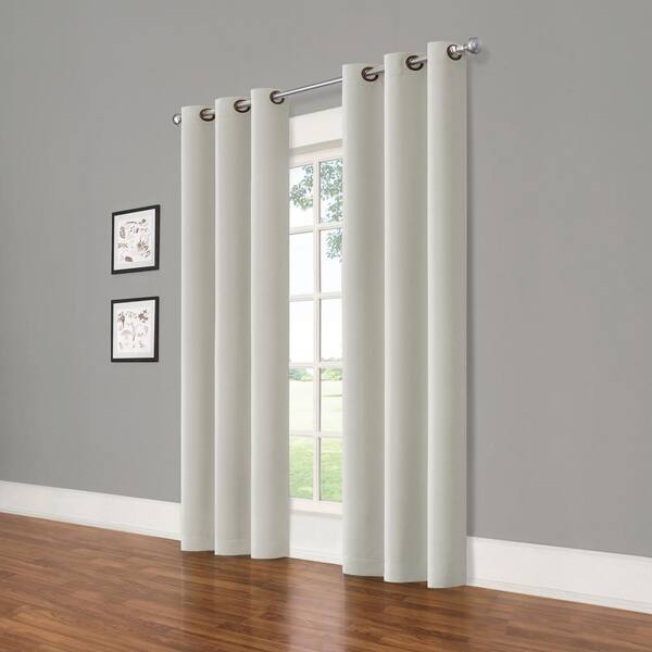 Eclipse Darrell ThermaWeave Grey Solid Polyester 37 in. W x 95 in. L Blackout Pair Rod Pocket Curtain Panel