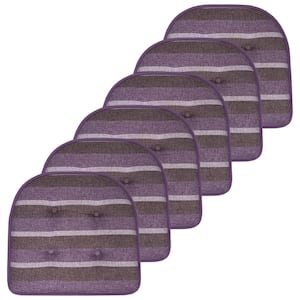 Bradford Stripe U-Shape Memory Foam 17 in.x16 in. Non-Slip Back, Chair Cushion (6-Pack) Purple