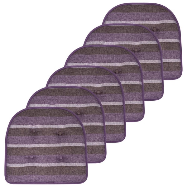 Sweet Home Collection Bradford Stripe U-Shape Memory Foam 17 in.x16 in. Non-Slip Back, Chair Cushion (6-Pack) Purple